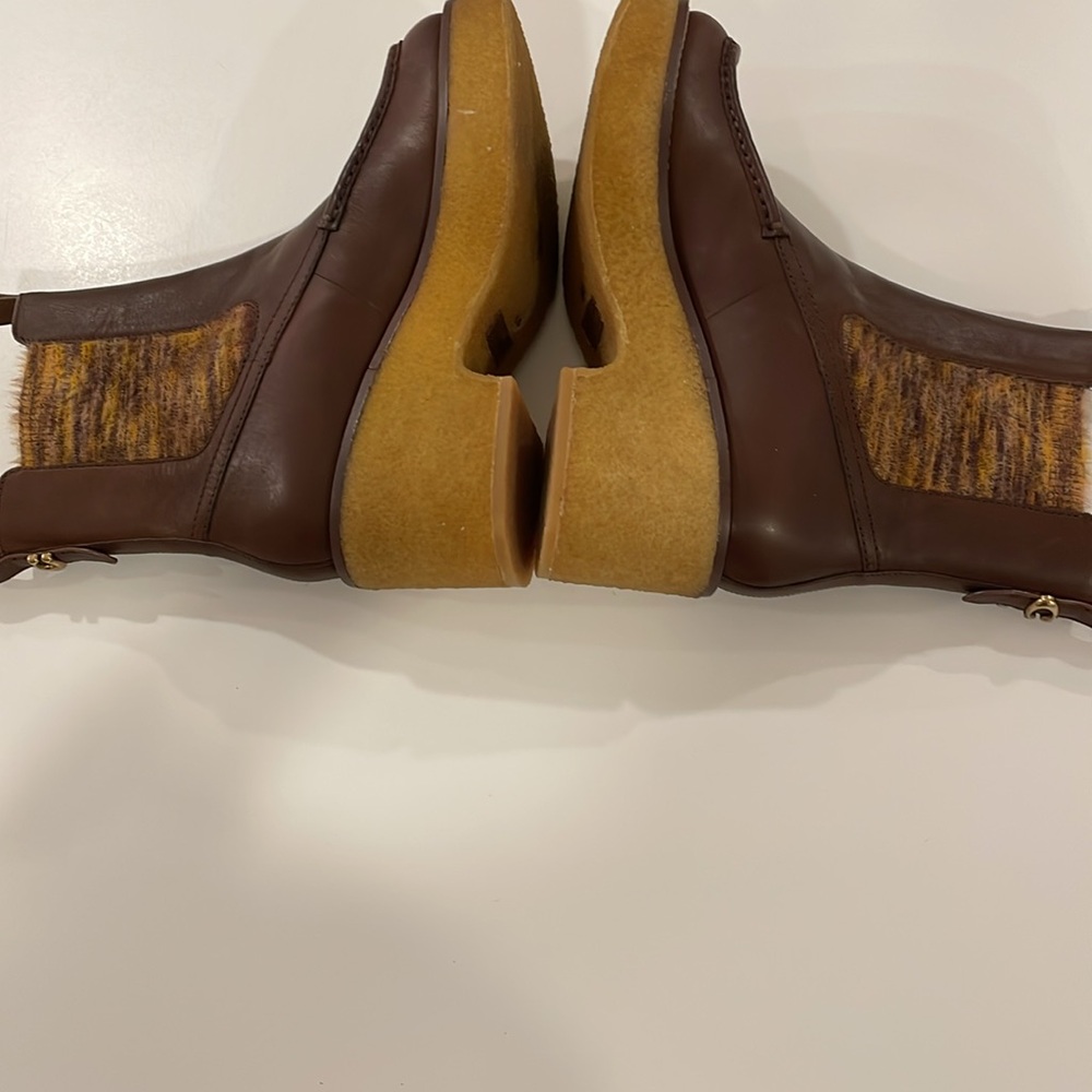 NEW COACH DELANEY WOMENS LEATHER FAUX FUR CHELSEA BOOTS brown tones in size 9.5 - Picture 10 of 15